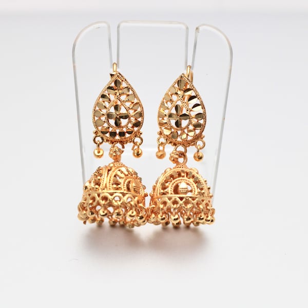 Bollywood Ohrringe Ohrhänger Filigran vergoldet Indien Orientalisch wuchtig