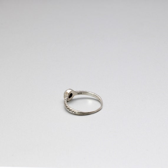Moderner 925 Silber Ring  weiß grau Stein rund ge… - image 3