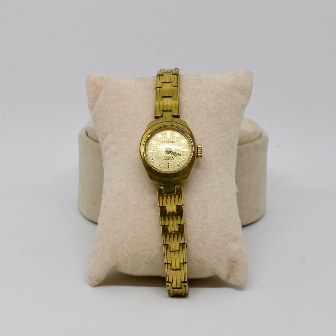 Vintage Prätina Damen Uhr Armbanduhr Handaufzug Metall Gold Farbe