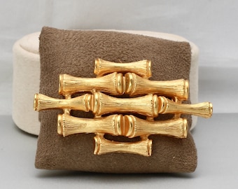 Designer Brosche Louis Feraud Bijoux Anstecknadel Gold Farbe matt wuchtig Hochwertig selten Damenbrosche