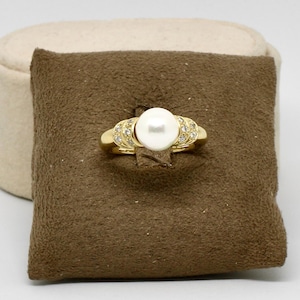 Pearl ring with pearl crystals 925 silver gold-plated stable engagement ring high-quality ladies ring