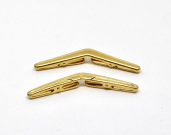 Kragenklammer Kragenklemme Kragenschmuck Kragenclip Kragenbrosche Gold  Glanz kurz für Bluse oder Hemd wählbar