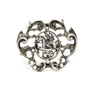 BAS Blachian Brosche 925 Silber Ritter auf Pferd Drachentöter Trachtenschmuck