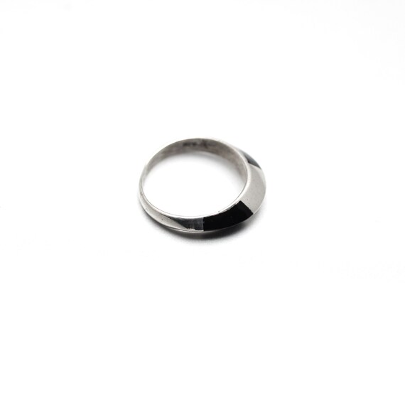 Vintage 925 Silber Damen Ring schwarze Glasur 60e… - image 4
