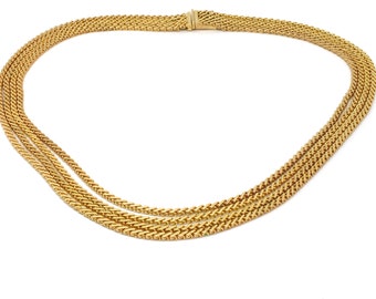 Henkel & Grosse Collier neck necklace chain gold color four rows flat flying 1962 designer high quality