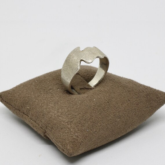 Wide ring jagged sand brushed without stone 925 s… - image 2