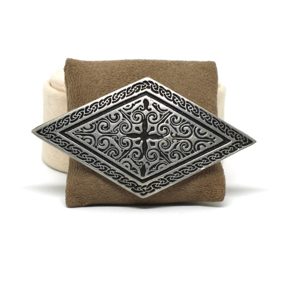 Pewter Brooch Justin Pewter Pin Diamond Courtenay Davis Designer 60s Massive Celtic