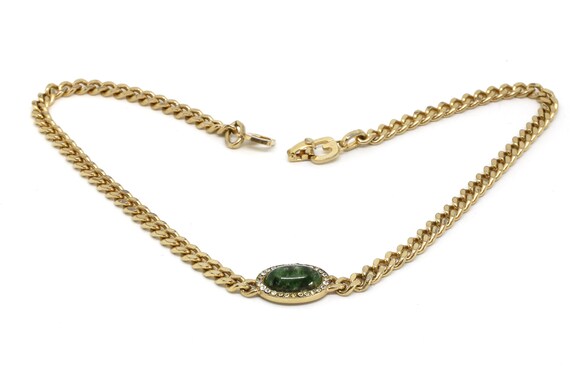 Henkel & Grosse Collier chain necklace green oval… - image 4