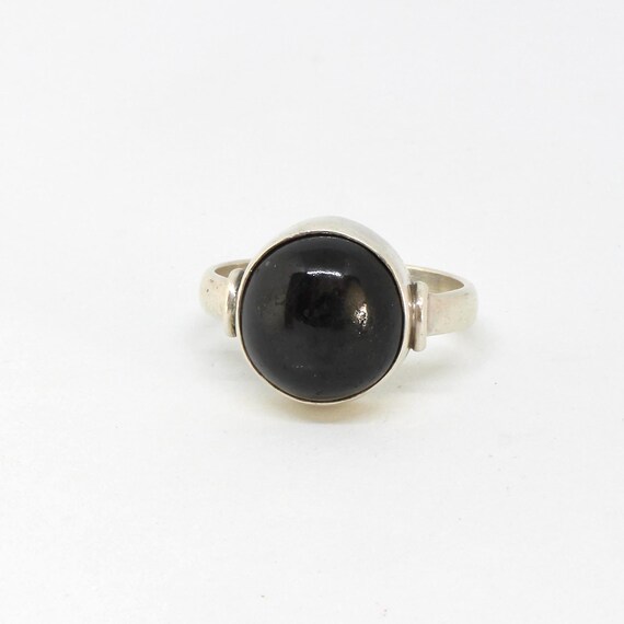 Solid 925 silver ring with a round cat's eye cabo… - image 3