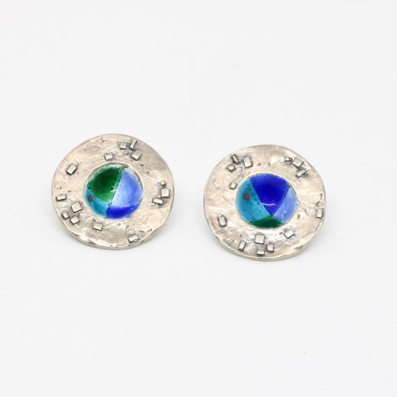 Unique 925 silver stud earrings Earrings round wi… - image 2
