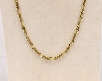 Vintage Figarokette Halskette Kette FBM lang für Anhänger schlicht Gold Double Unisex