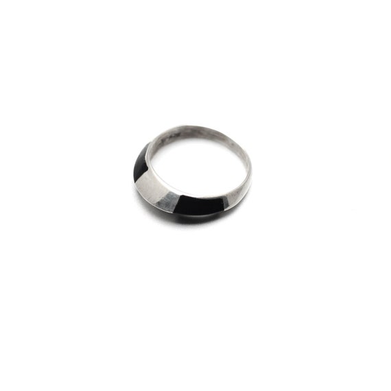 Vintage 925 Silber Damen Ring schwarze Glasur 60e… - image 3
