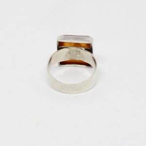 Vintage Ring Bernstein Kissenschliff 925 Silber Breit wuchtig für Frau 60er Jahre Bild 5