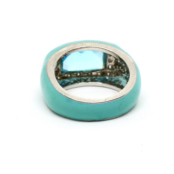 Statement ring, silver-colored, green and turquoi… - image 6