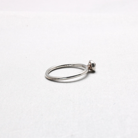 Vintage Ring Glatt mit runder Kristall 925 Silber… - image 3