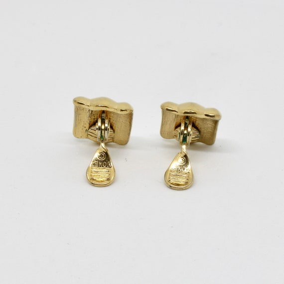 Monet clip-on earrings gold color smooth designer… - image 6