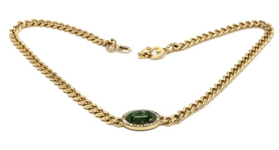 Henkel & Grosse Collier chain necklace green oval… - image 5