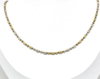 Vintage necklace, 925 sterling silver, bicolor, gold and silver, length 41 cm, from Italy
