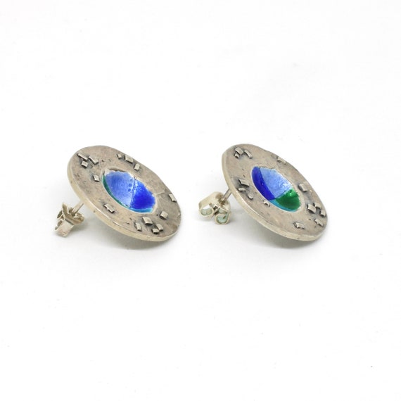 Unique 925 silver stud earrings Earrings round wi… - image 4