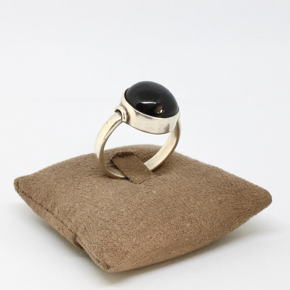 Solid 925 silver ring with a round cat's eye cabo… - image 6