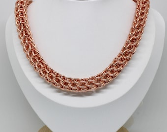 Statement Necklace Collier Thick Rose Gold Color Bulky Solid Leslii Jewelry Women