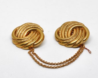 Art Nouveau button pair buttons with chain knot shape gold colour tombac bulky for shirt collar blouse jacket noble