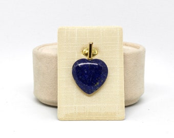 Clip für Perlenkette Kettenclip Clip für Kette Herz Gold Farbe vorne Lapis Lazuli Stein blau Kettenkürzer