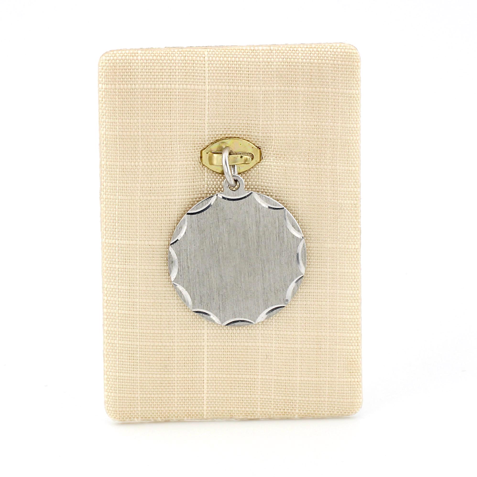 アクセサリー Engraved Plate Pendant Pendant 925 Silver Round Engraving Plate, Matte Finish, for