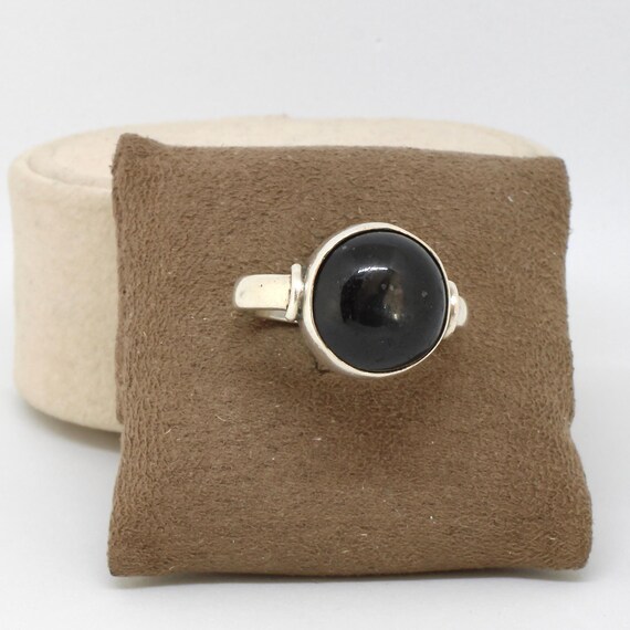 Solid 925 silver ring with a round cat's eye cabo… - image 5
