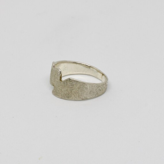Wide ring jagged sand brushed without stone 925 s… - image 4