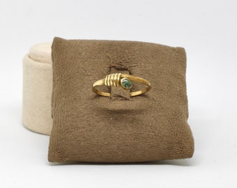 Ring Bronze Glatt Seeopal Abalone Muschel grün zart schmal Damenring Vintage Zeitlos Größe 61