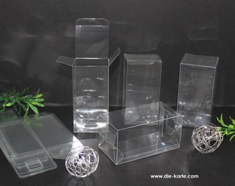 Clear boxes 10 pieces - transparent, ideal as a small guest gift for pastries, chocolates and much more, 4x4x8cm