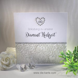 Einladungskarte zur Diamant Hochzeit "60", hochwertige Qualität incl. Umschlag & Einlegeblatt Design 12819