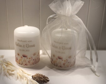 Guest gift candle "Meadow" for every occasion packed in an organza bag, at a low price! Design 420