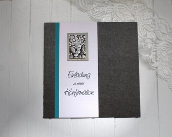 Bastelset DIY Einladung zur Konfirmation-Kommunion-Firmung-Taufe hochwertige Qualität incl. Umschlag & Einlegeblatt Design K16