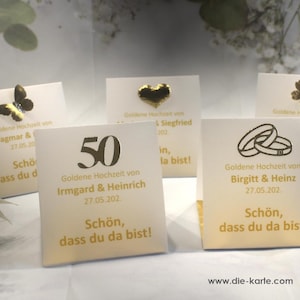 Gastgeschenk "Kleines GOODIE" zur Goldenen Hochzeit mit Pergament, Schön dass du da bist, zum kleinen Preis! Design 900 OHNE Rocher Kugeln!!