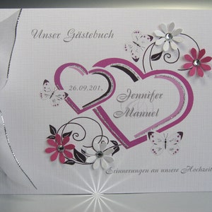 Gästebuch zur Hochzeit mit Namen 10000, A5, in 7 Farben pink