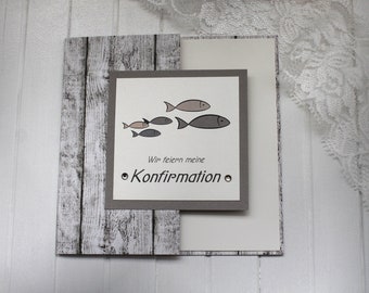 Bastelset DIY Einladung zur Konfirmation-Kommunion-Firmung-Taufe hochwertige Qualität incl. Umschlag & Einlegeblatt Design K04