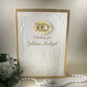 Einladungskarte zur Goldenen Hochzeit "Ringe", hochwertige Qualität incl. Umschlag & Einlegeblatt Design 12813