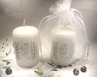 Guest gift candle "THANK YOU" for your diamond wedding as a thank you to your guests, in an organza bag, at a low price! Design 315DIAHO