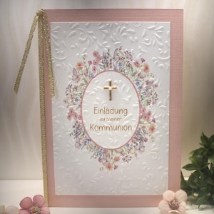 Bastelset DIY Einladung "Blütentraum" zur Konfirmation-Kommunion-Firmung-Taufe hochwertige Qualität incl. Umschlag & Einlegeblatt Design K21