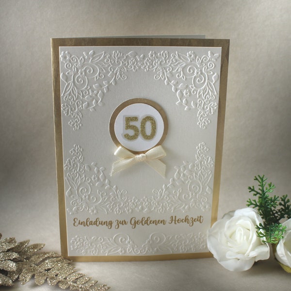 Invitation card for the golden wedding "golden 50", high quality including envelope & insert design 12815