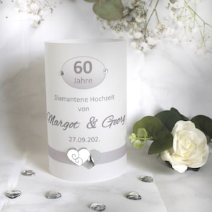 Light cover, lantern parchment &quot;For the diamond wedding&quot; with hearts design 409