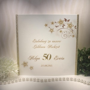 Einladung zur Goldenen Hochzeit incl. Personalisierung, Einlegeblatt & Umschlag Design 12811