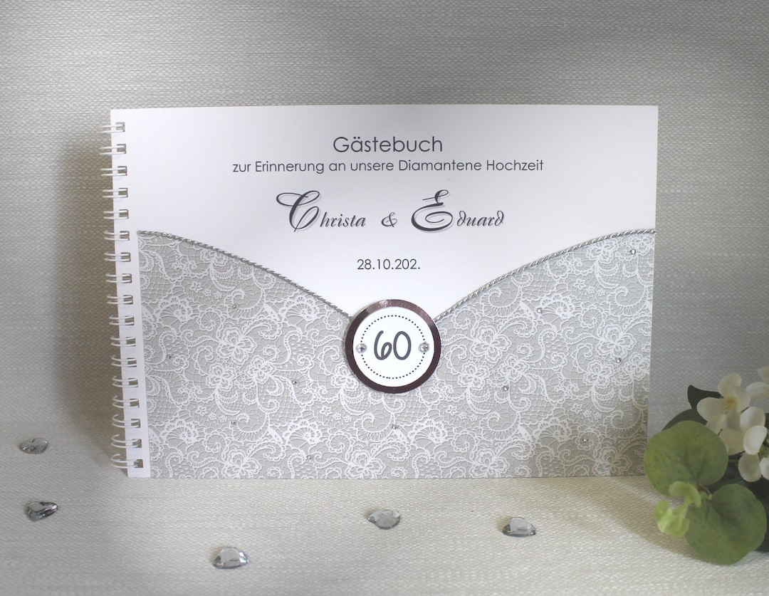 Gästebuch zur Diamantenen Hochzeit Zahl 60 zum kleinen Preis Design