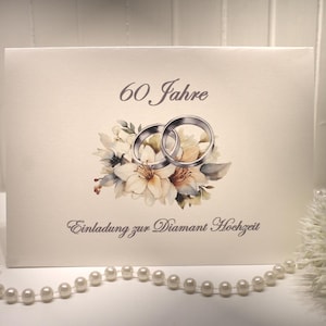 Einladungskarten 10 Stück "Ringe" für Ihre Diamantene Hochzeit, incl. Umschlag zum kleinen Preis Design DI 04