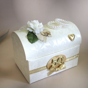 Geldgeschenk "Goldene Hochzeit" mit Perlenringen zum kleinen Preis!! Design 520