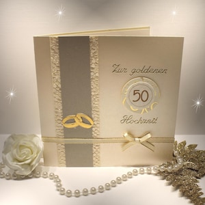 Glückwunschkarte zur Goldenen Hochzeit - äußerst edle Materialien mit Geldgeschenke Umschlag Design 100