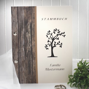 Stammbuch mit Namen Holzoptik mit Baum 12022, A5, zum kleinen Preis