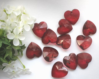 Red hearts with diamond cut ideal for crafting and decorating SPECIAL SALE 10 pieces in a bag!!